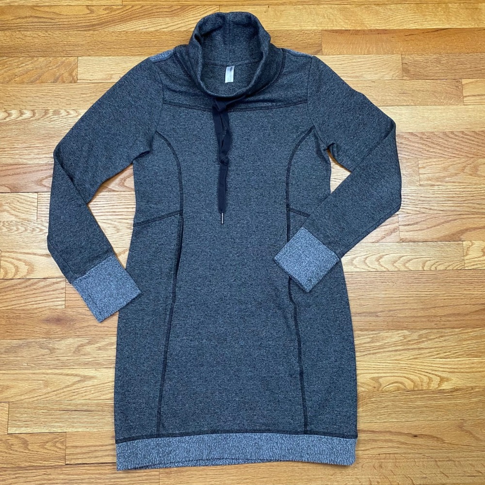 Freedom Trail Tunic Sweatshirt Dress Womens XS Gray Cowl Neck Pockets Athleisure
